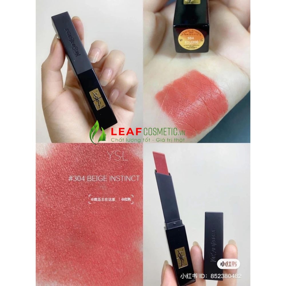 Son Thỏi YSL The Slim Velvet Radical 304 Beige Instinct - Màu Hồng Cam Đào (Fullbox)