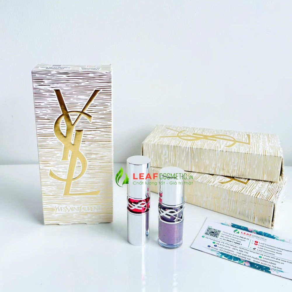 Set 2 Son Dưỡng YSL Loveshine Candy Glaze 02 & Plumping Lip Oil Gloss 01