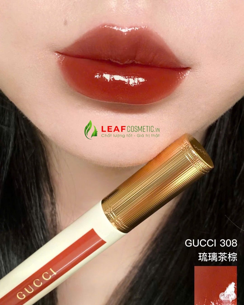Son Kem Gucci Glow Oil-In-Water Tint 308 Lucy Dark Orange - Cam Gạch