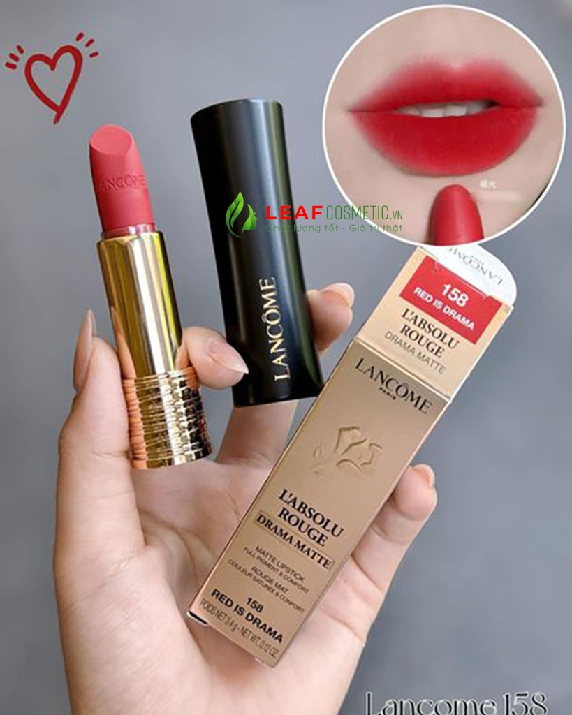 Son Lancôme L'Absolu Rouge Intimatte 158 Red Is Drama – Màu Đỏ Thuần