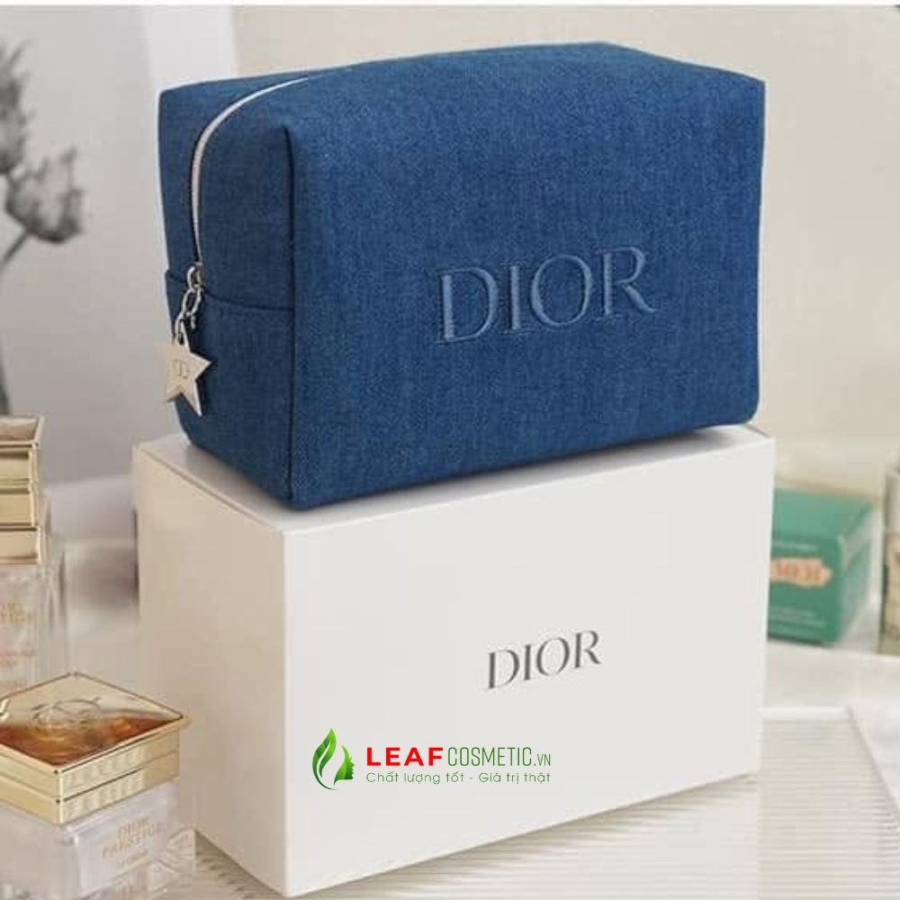 Túi Đựng Mỹ Phẩm Dior Beauty Denim Xanh – Quà Tặng VIP