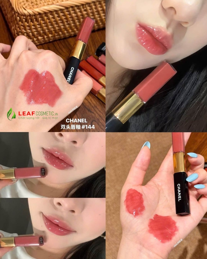 Son Kem Hai Đầu Chanel Le Rouge Duo Ultra Tenue 144 Move – Màu Hồng Gỗ Ấm