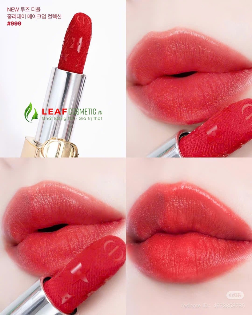 Son Thỏi Dior Rouge Dior Velvet 999 – Màu Đỏ Tươi (Holiday 2025 Limited Edition)