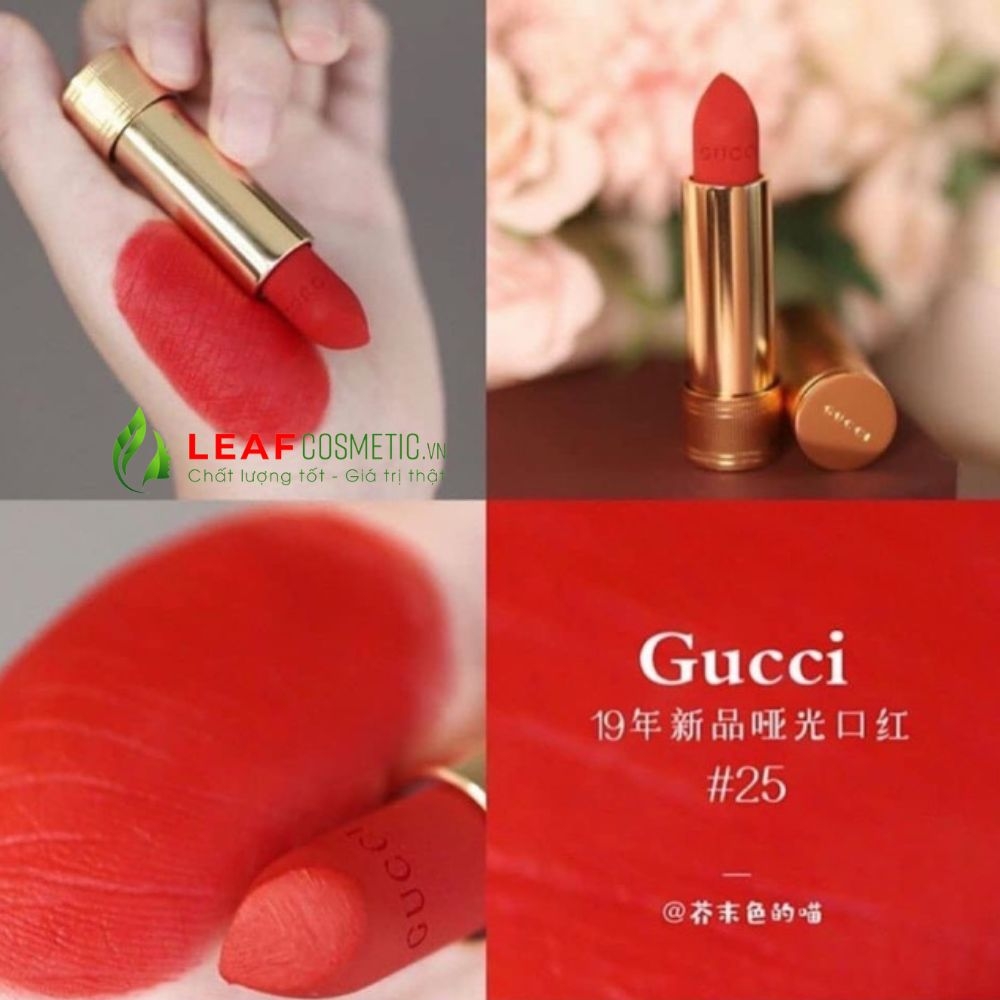 Son Thỏi Gucci Rouge À Lèvres Mat 25 Goldie Red – Màu Đỏ Ruby