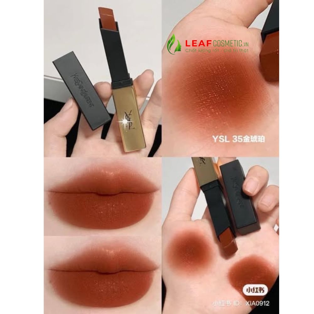 Son Thỏi YSL Rouge Pur Couture The Slim 35 Loud Brown - Màu Cam Cháy Pha Nâu (Fullbox)