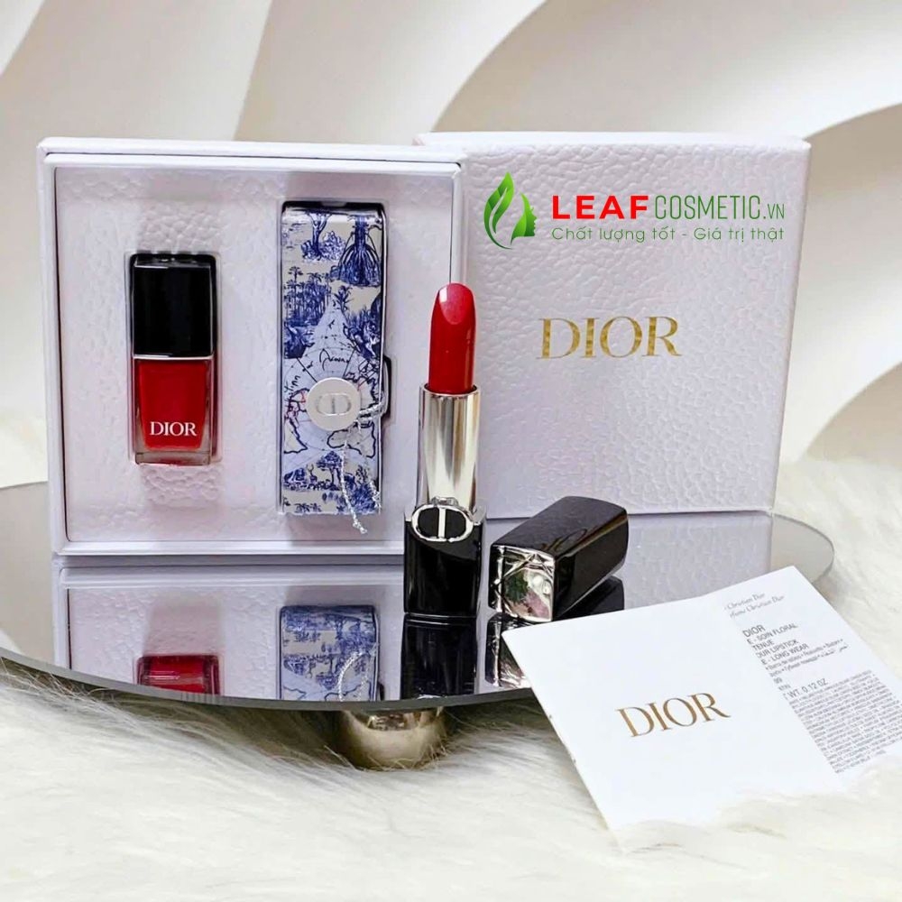 Set Son Dior Rouge Dior Lipstick 999 + Sơn Móng Tay Vernis 999
