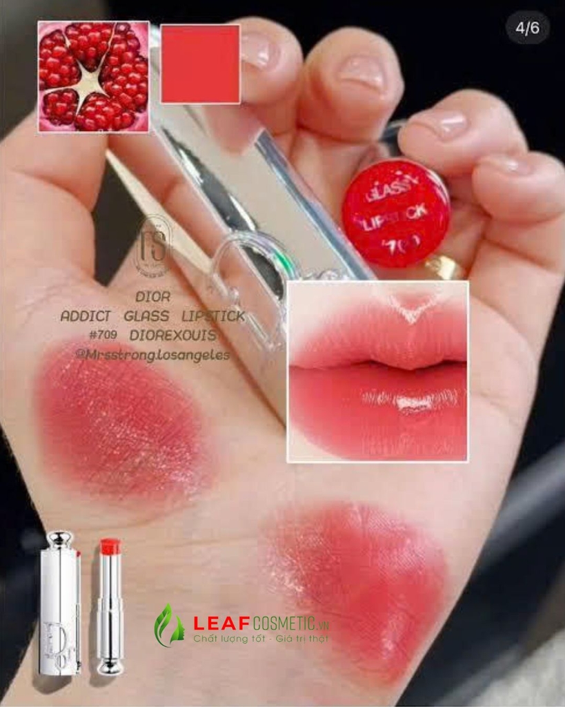 Son Dưỡng Dior Addict Glass Lipstick 709 Diorexquis - Màu Đỏ Dâu (Vỏ Bạc)