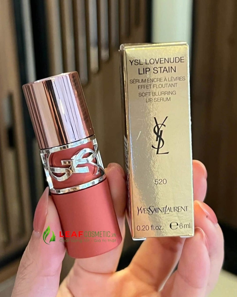 Son Kem YSL Loveshine Love Nude Lip Stain 520 Cinnamon Kiss – Màu Đỏ Cam Quế
