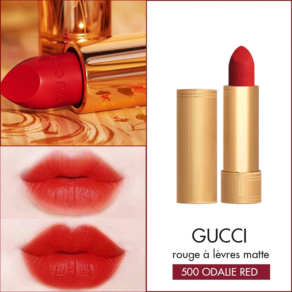 Son Thỏi Gucci 500 Odalie Red Rouge À Lèvres Mat - Đỏ Cam