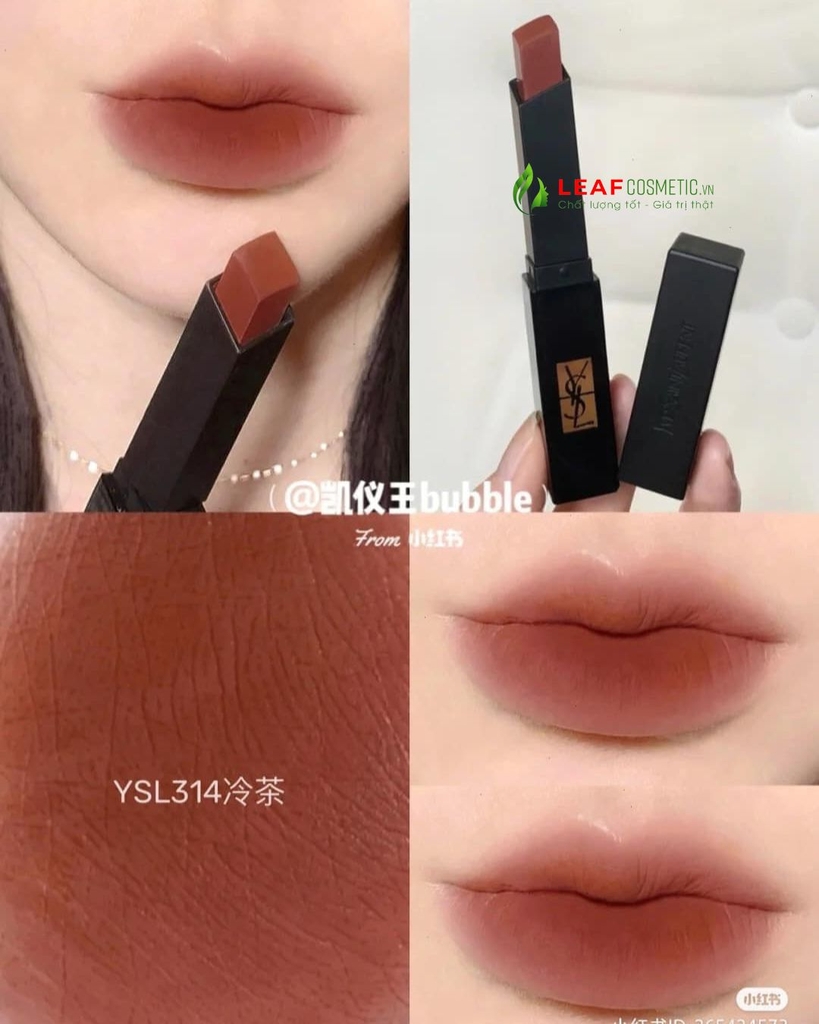 Son Lì YSL The Slim Velvet Radical 314 Limitless Cinnabar – Màu Đỏ Nâu Đất
