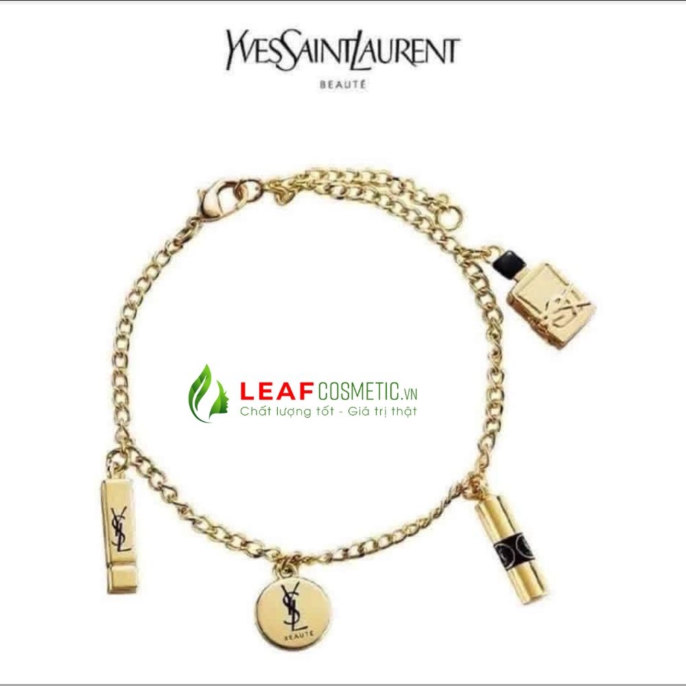 Lắc Tay YSL Beauté Dáng Xích Màu Vàng Phối Charm Mỹ Phẩm