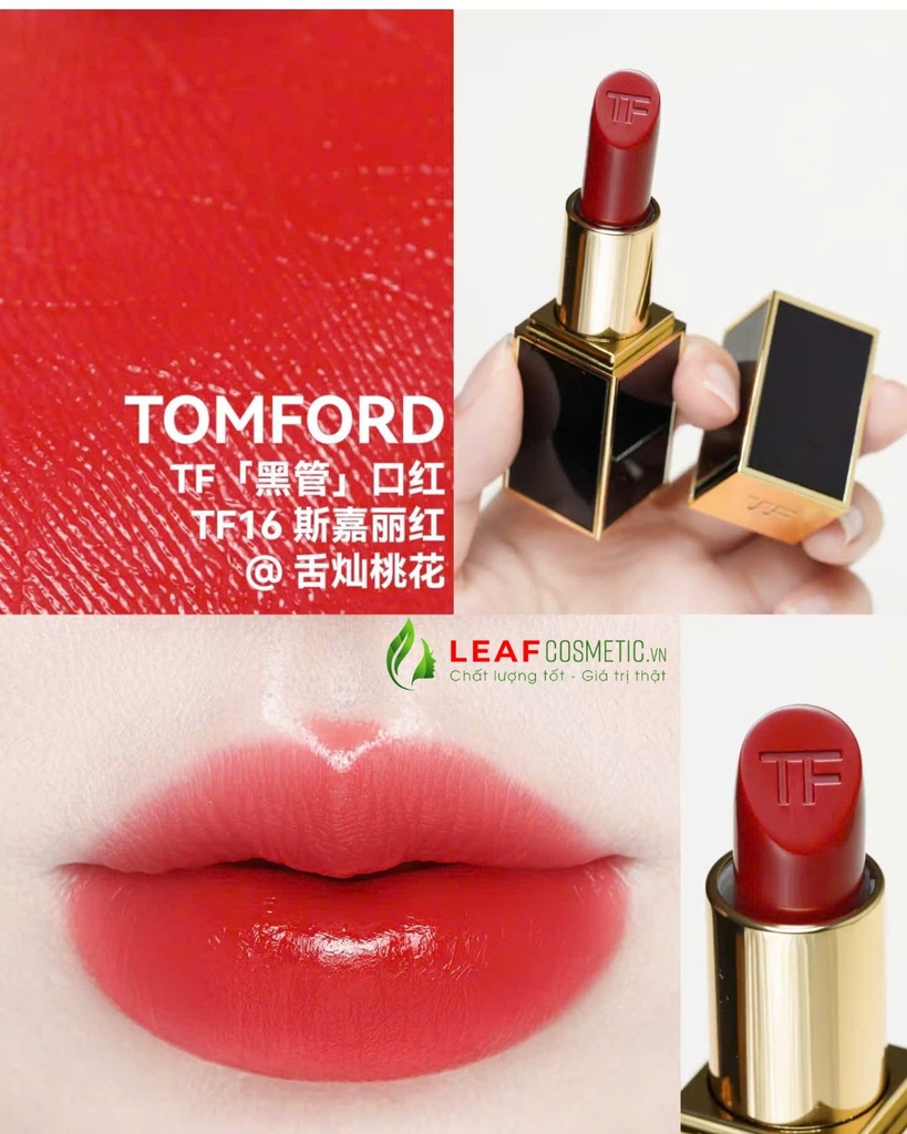 Son Thỏi Tom Ford Lip Color 16 Scarlet Rouge (Vỏ Đen)