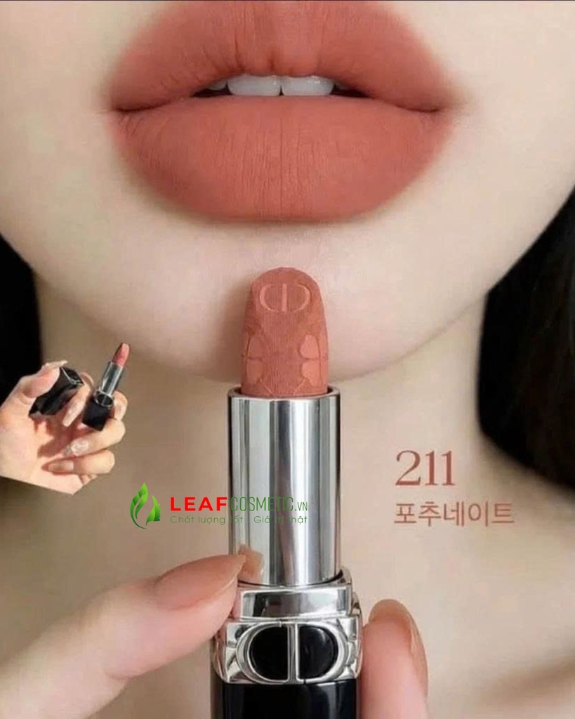 Son Thỏi Dior Rouge Dior Velvet 211 Fortunate - Màu Cam Nude (Limited 2026 Cỏ 4 Lá)