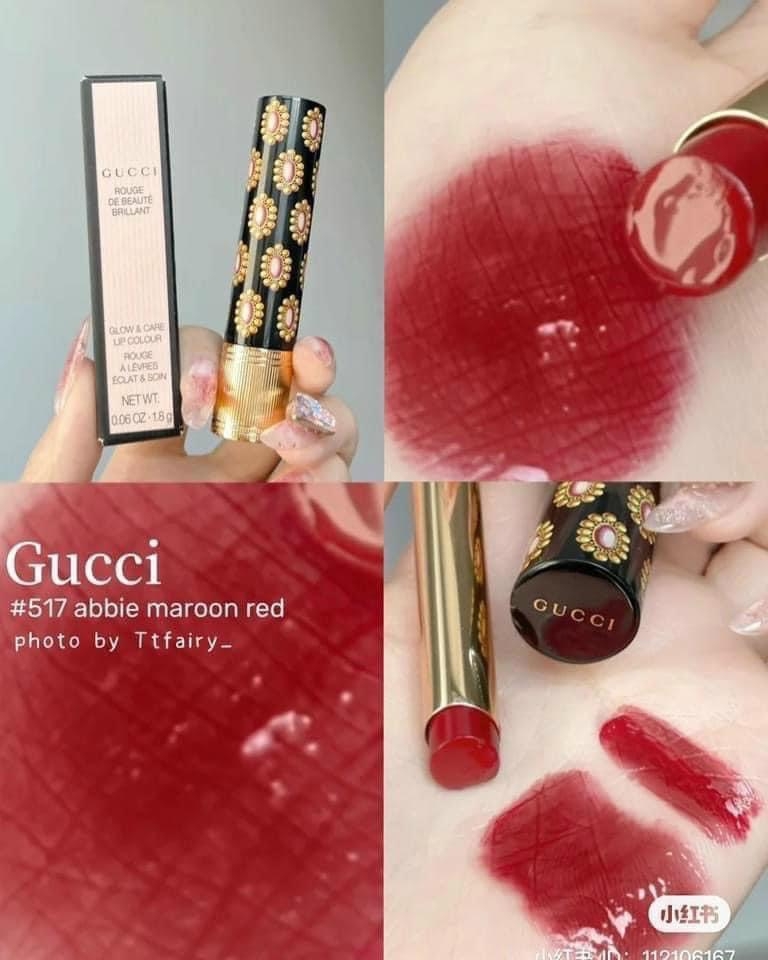 Son Dưỡng Gucci 517 Abbie Maroon Red - Đỏ Hồng Quyến Rũ