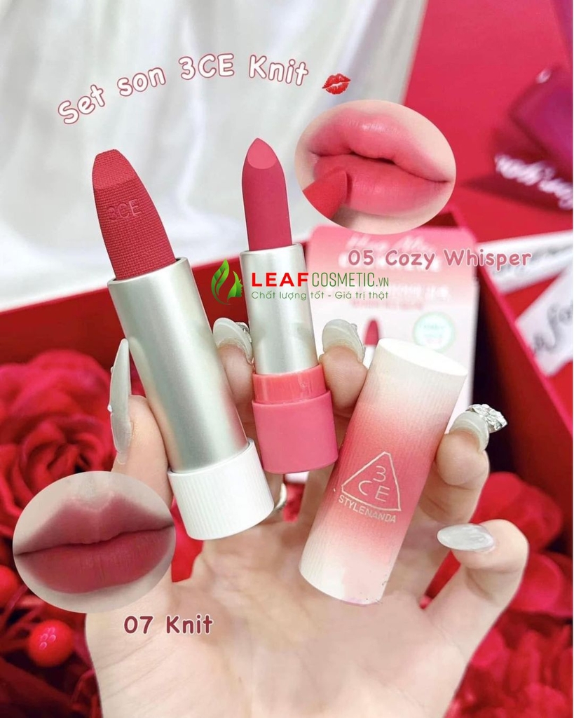 Set Quà Son 3CE Cashmere Hug Lipstick