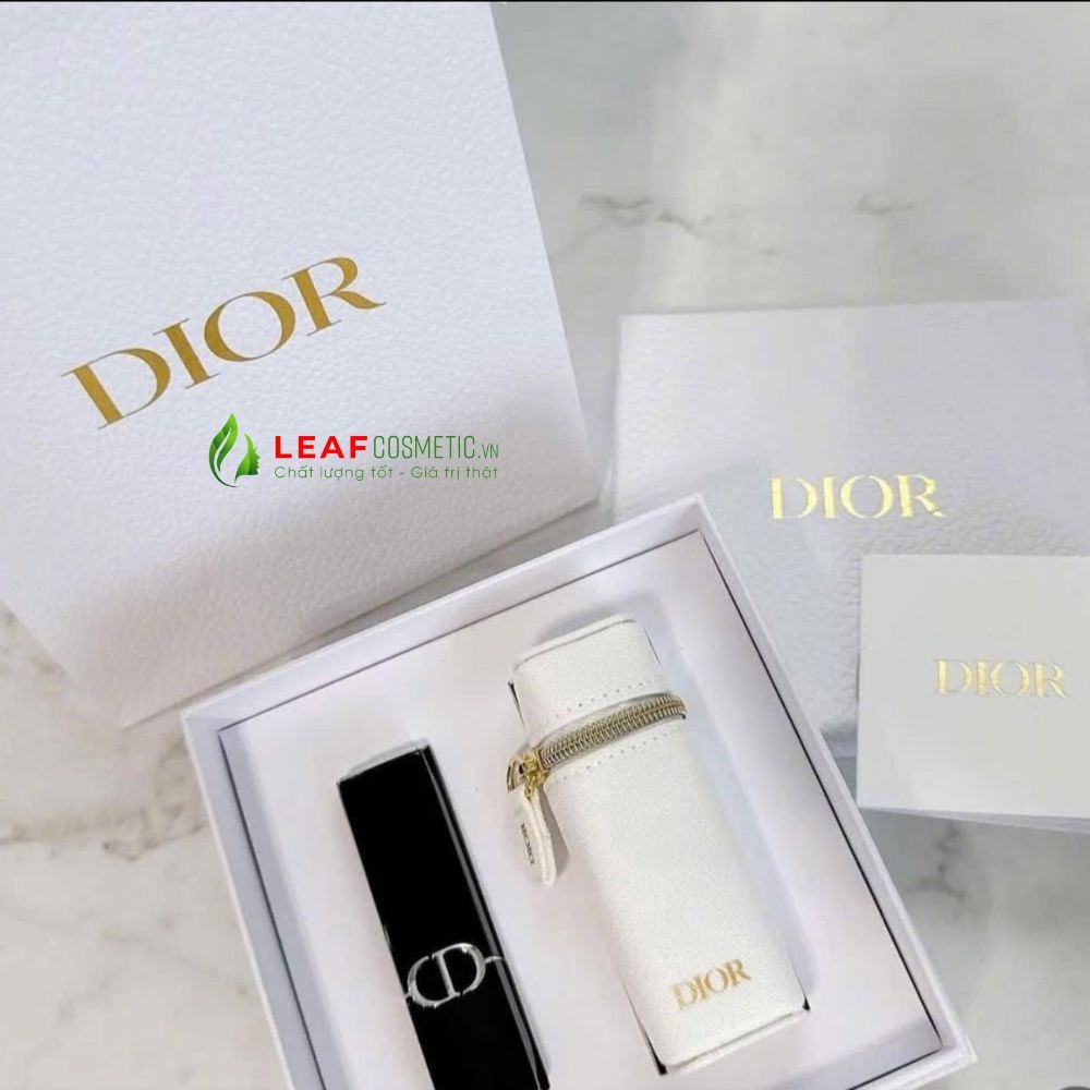 Set Son Rouge Dior 720 Icône Fullsize – Kèm Túi Pouch Đựng Son Key Ring Màu Trắng