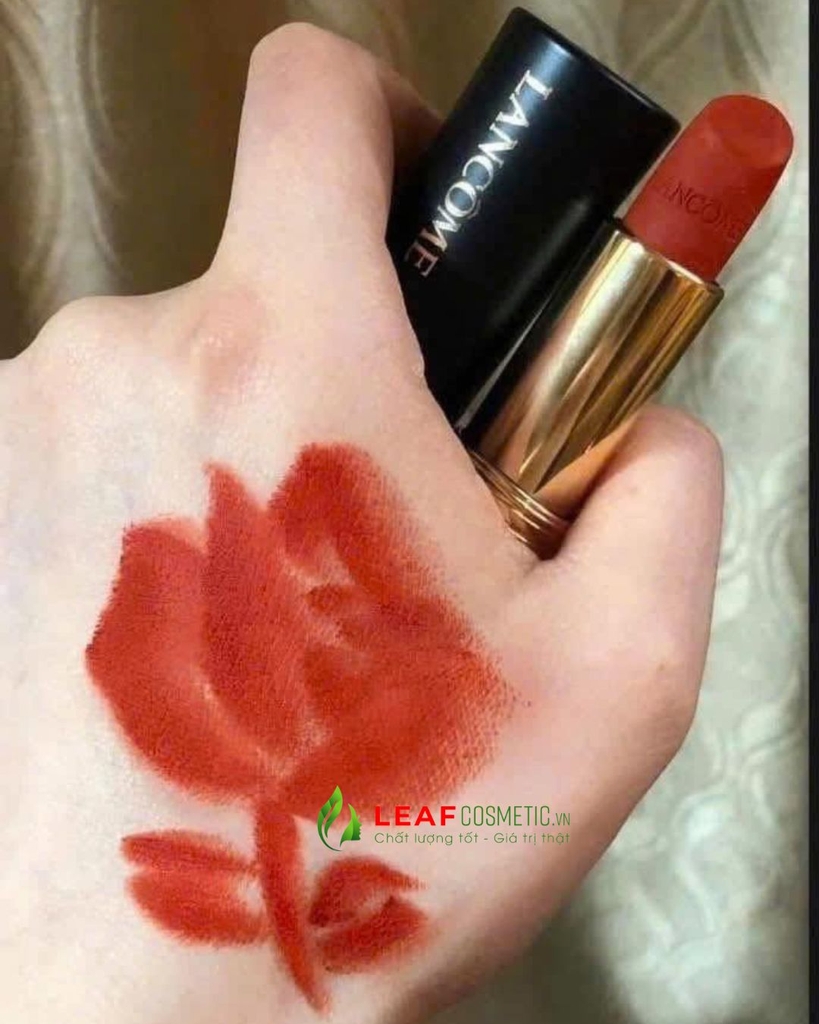 Son Lancôme L'Absolu Rouge Intimatte 196 French Touch – Màu Đỏ Gạch (Vỏ vàng)