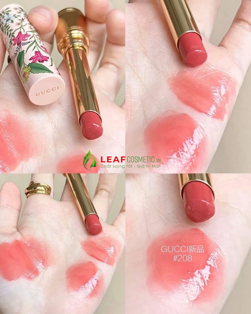 Son Gucci Rouge De Beaute Brillant Flora Limited Edition 208 They Met In Argentina - Màu Hồng Đất Nude