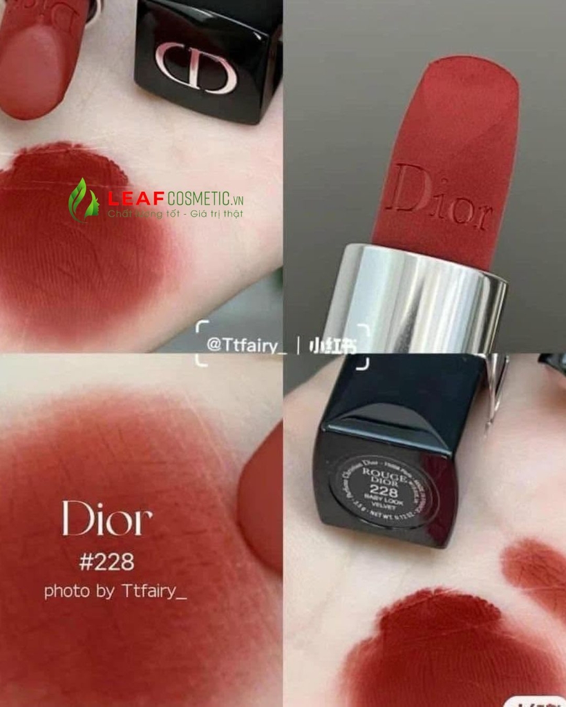 Son Thỏi Dior Rouge Dior Velvet 228 Baby Look – Màu Đỏ Cam Đất (Tặng kèm túi hãng)
