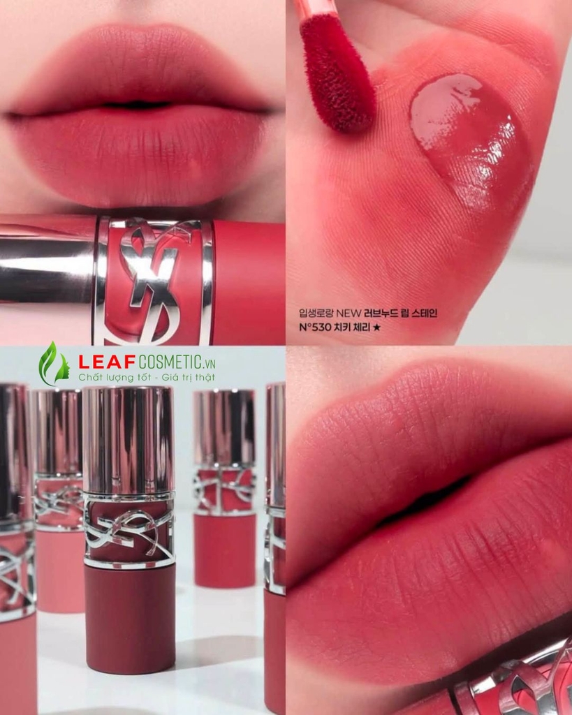 Son Kem Yves Saint Laurent YSL Lovenude Lip Stain 530 Cheeky Cherry - Màu Đỏ Cherry