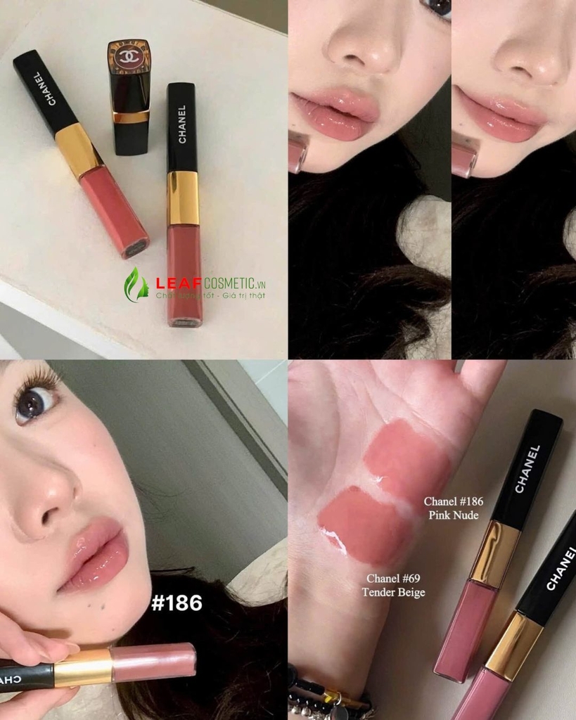 Son Kem Hai Đầu Chanel Le Rouge Duo Ultra Tenue 186 Pink Nude – Màu Hồng Nude