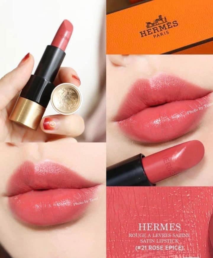 Son Hermès Satin Màu 21 Rose Épicé - Hoa Hồng Khô