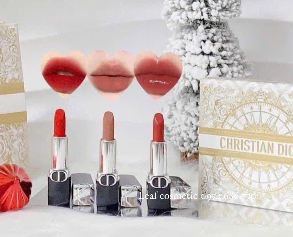 Set Quà Valentine 2026 - Set Son Dior Mini Rouge Lipstick Gift 3 Món