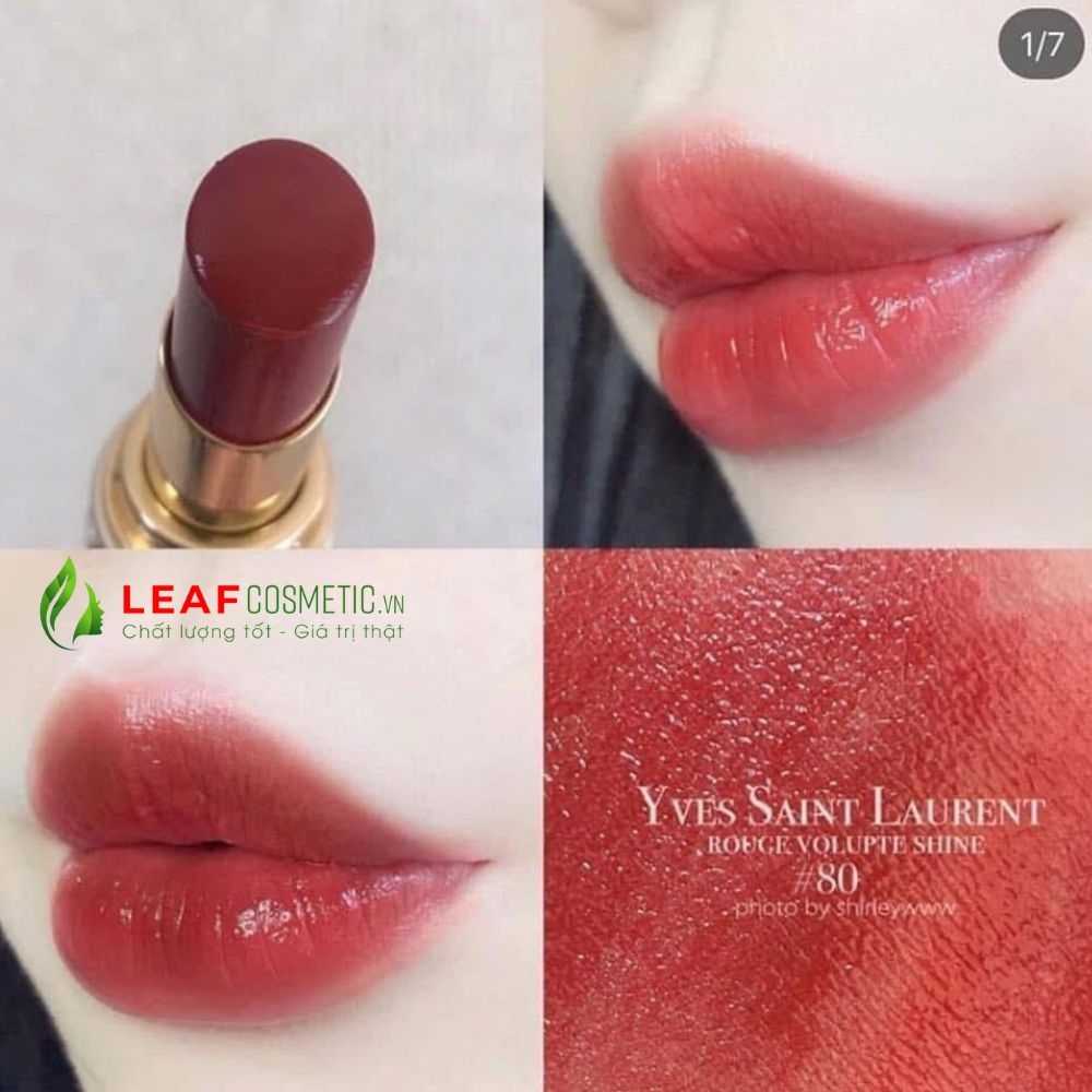 Son Dưỡng YSL Rouge Volupte Shine 80 Chili Tunique - Đỏ Gạch