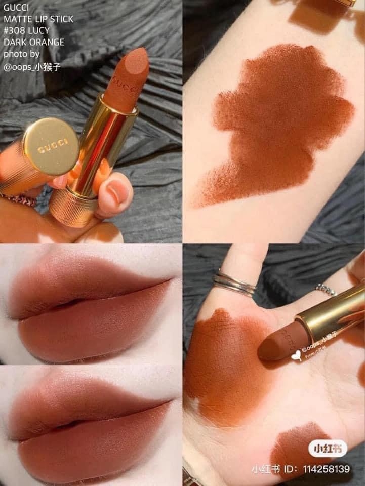 Son Gucci 308 Lucy Dark Orange - Rouge À Lèvres Mat