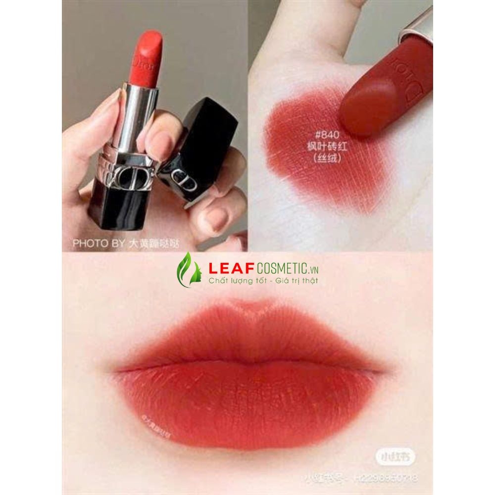 Son Thỏi Dior Rouge Velvet 840 Rayonnate – Đỏ Gạch (Nắp Nam Châm)