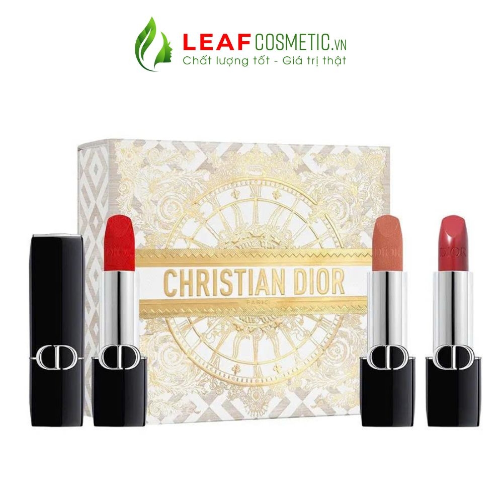 Set Quà Valentine 2026 - Set Son Dior Mini Rouge Lipstick Gift 3 Món
