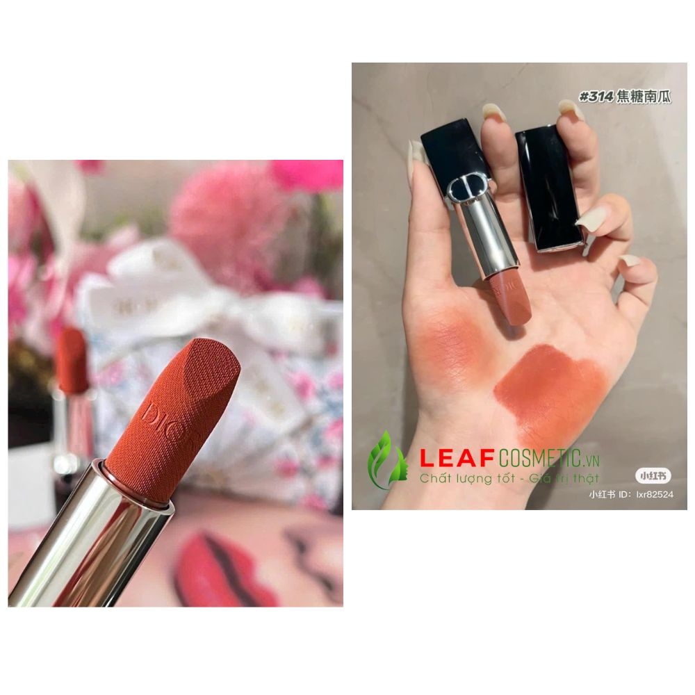 Son Thỏi Dior Rouge Velvet 314 Grand Bal - Cam Gạch (Nắp Nam Châm)
