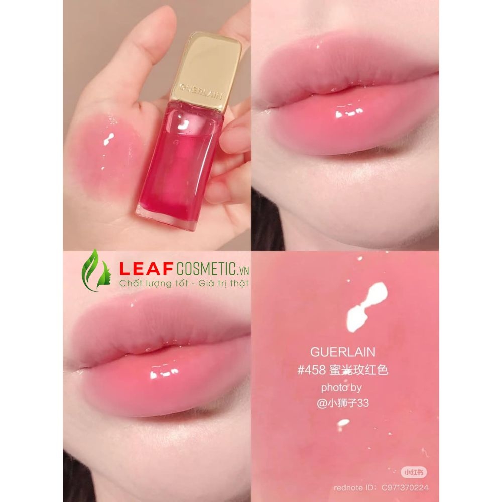 Son Dưỡng Guerlain KissKiss Bee Glow Oil 458 Pop Rose Glow - Hồng Đậm