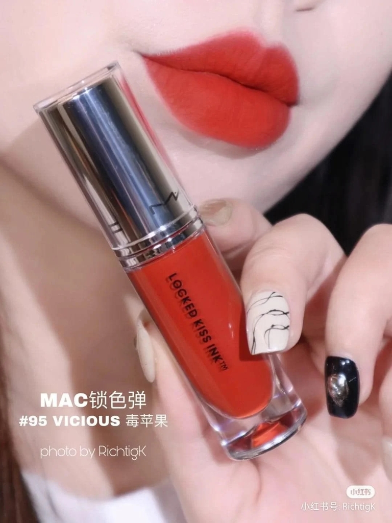 Son Kem MAC Locked Kiss Ink 24h 95 Vicious - Đỏ Cam ( Khóa Màu, Chống Lem )