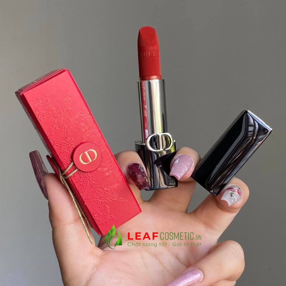 Son Thỏi Dior Rouge Velvet  777 Fahrenheit - Đỏ Cam (Nắp Nam Châm Vỏ giấy đỏ Limited)