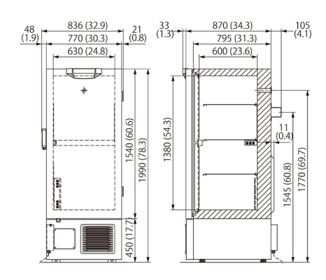 Tủ đông âm sâu -86oC, 519L, Model: MDF-U55V, Hãng: PHCBi / Nhật Bản