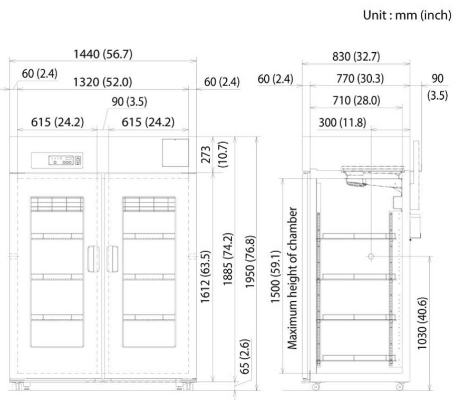 Tủ bảo quản, 2~23oC, 1364L, Model: MPR-1412, Hãng: PHCBi / Nhật Bản