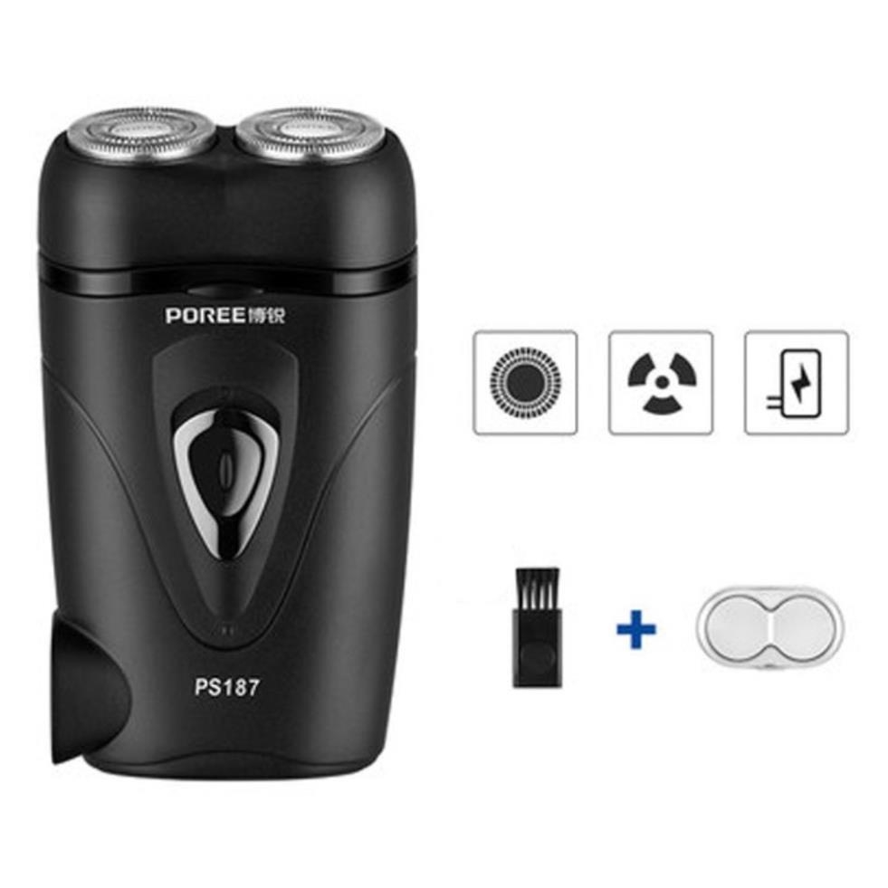 Máy cạo râu 2 lưỡi Poree PS187 tự mài sắc, cạo sạch không đau rát, sạc điện tiện lợi