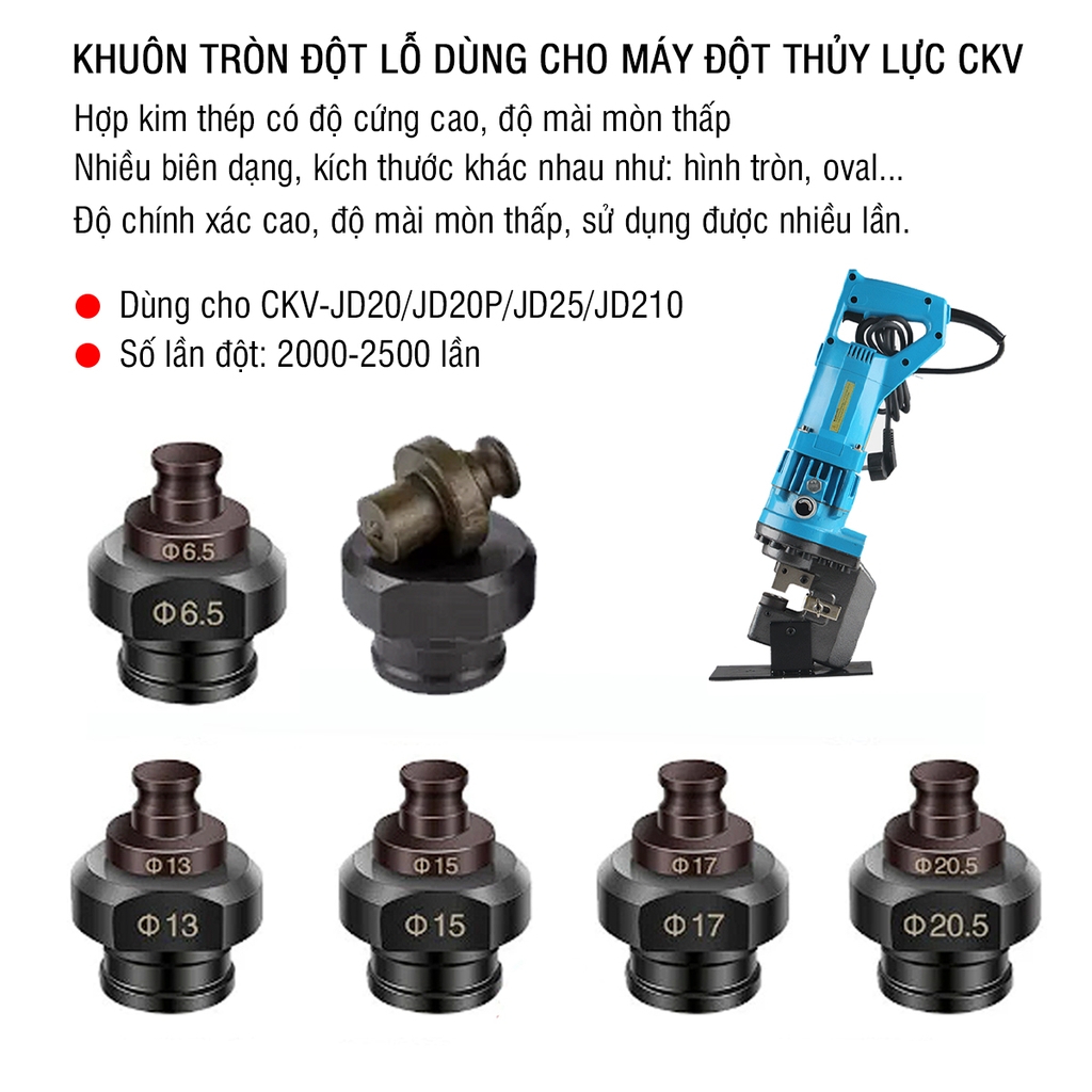 Khuôn đột lỗ Phi 6.5 - Thép hợp kim với độ mài mòn thấp, hiệu suất cao