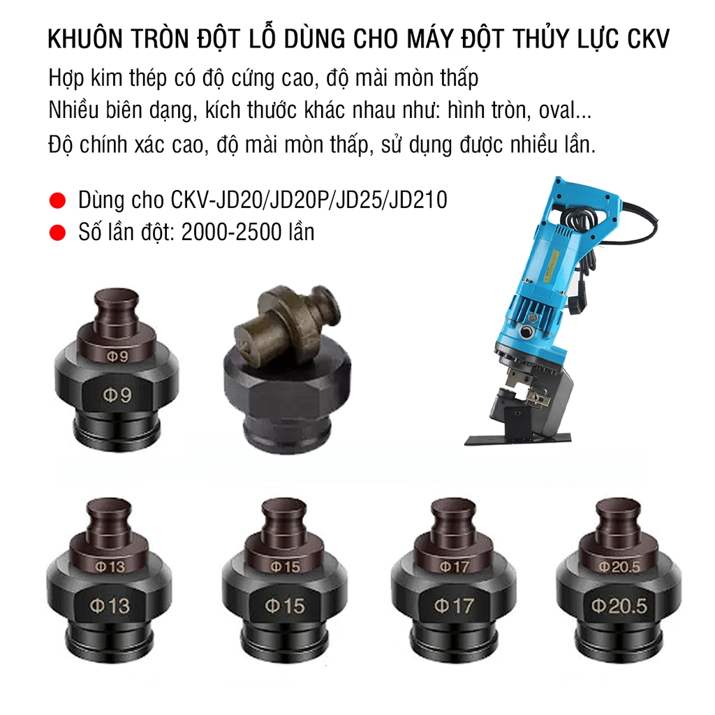 Khuôn đột lỗ Phi 13 - CKV-JD20/JD20P/JD25 - Thép hợp kim