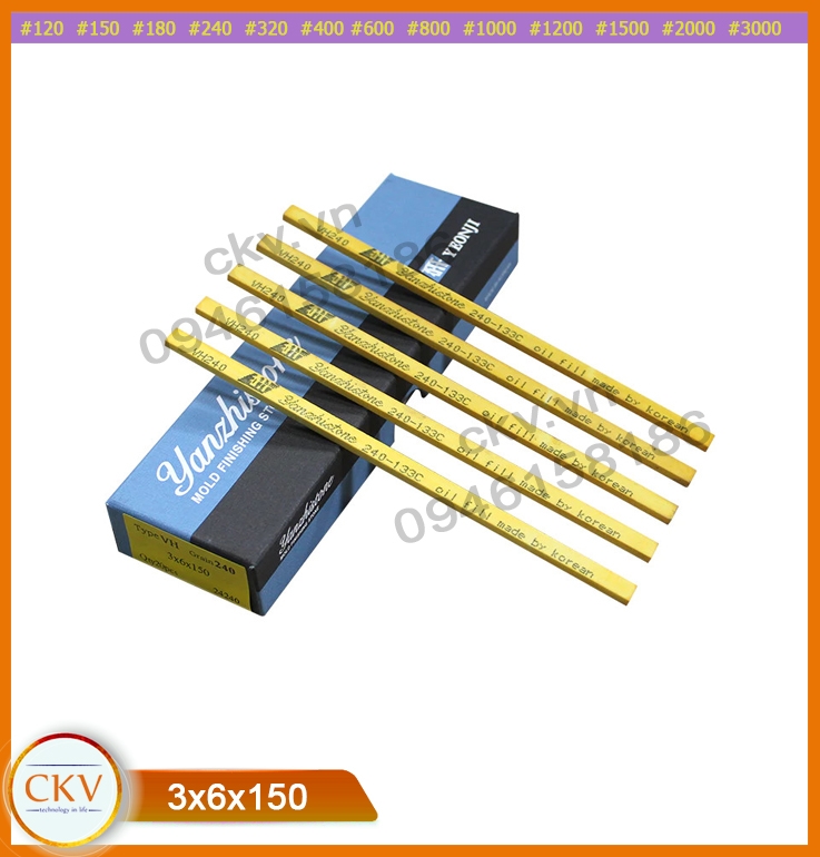 Đá mài dầu Yanzhi Stone dạng cầm tay xuất xứ Hàn Quốc 3x6x150 #2000
