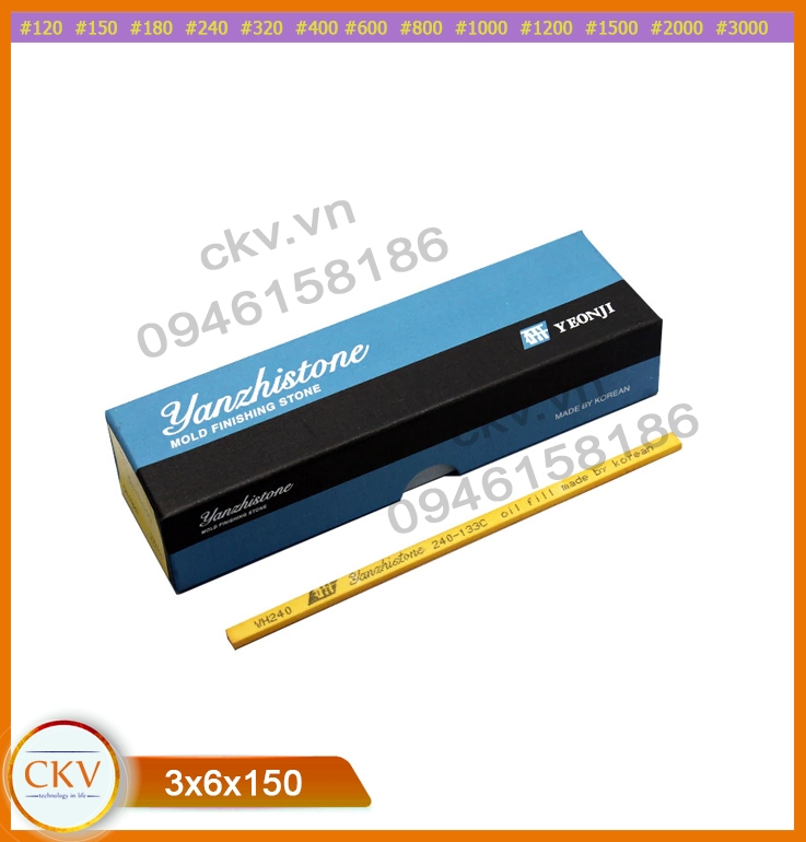 Đá mài dầu Yanzhi Stone dạng cầm tay xuất xứ Hàn Quốc 3x6x150 #2000