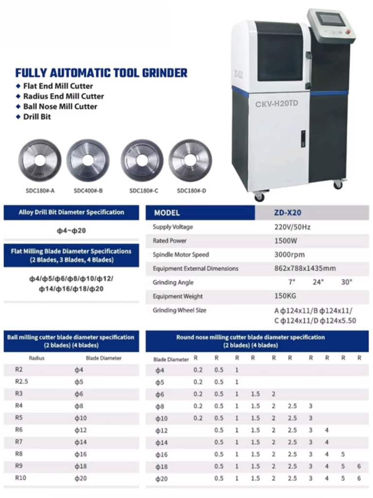 Máy mài dao cụ thông minh, tự động CKV-H20TD - Mài đa năng