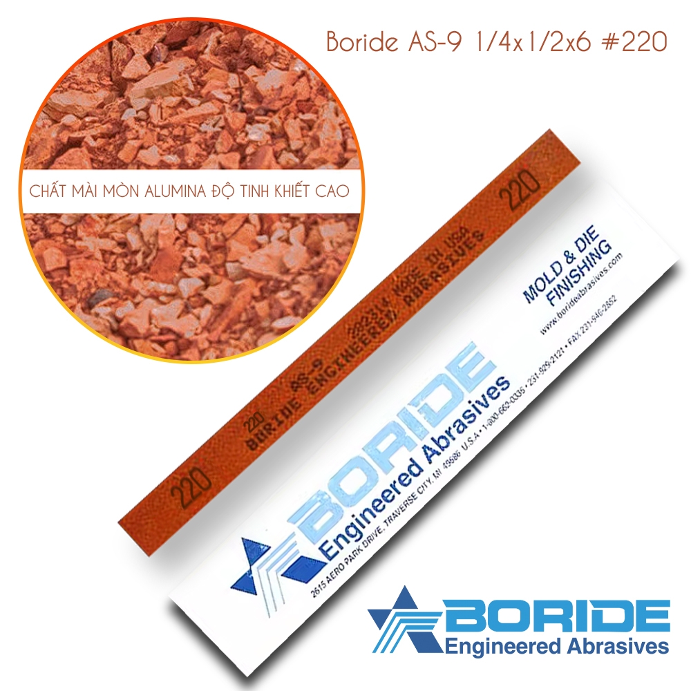Thanh đá mài dầu Boride AS-9 1/4x1/2x6 #120-#600 Hàng chính hãng USA