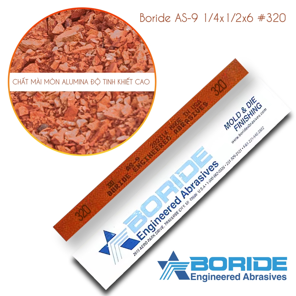 Thanh đá mài dầu Boride AS-9 1/4x1/2x6 #120-#600 Hàng chính hãng USA