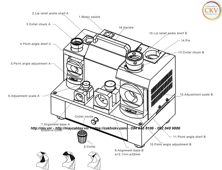 Máy mài mũi khoan MRCM từ d3-26 MR-G3