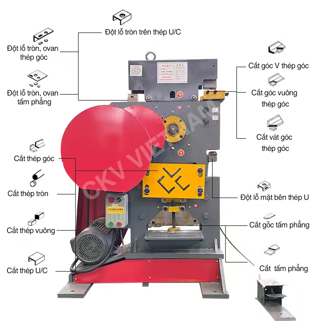 Máy đột, chấn & cắt thép đa năng CKV-J12 4.0KW/380V/900KN/36mm