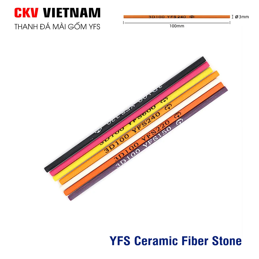 Thanh đá mài gốm YFS Ø3x100 150# - 1200# Taiwan