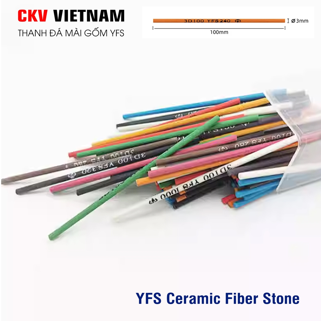 Thanh đá mài gốm YFS Ø3x100 150# - 1200# Taiwan