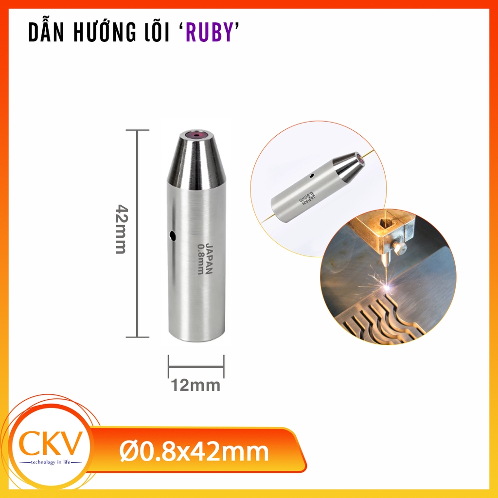 Đầu dẫn hướng lõi hồng ngọc lỗ Ø0.3-3.0mm, thân dài 42mm | CKV VIETNAM